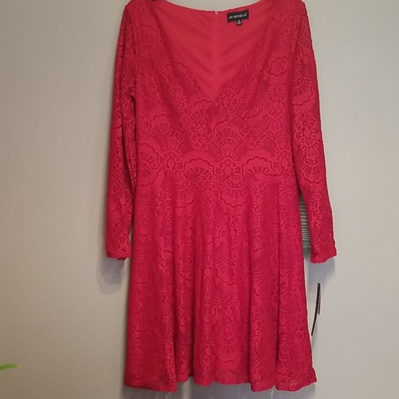 My Michelle red lace overlay dress - Picture 3 of 9
